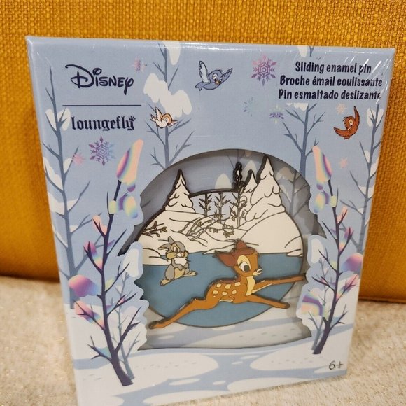 Loungefly Disney Bambi & Thumper On Ice Skating Sliding 3" Enamel Pin LE NEW - Picture 8 of 8